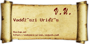 Vadászi Uriás névjegykártya